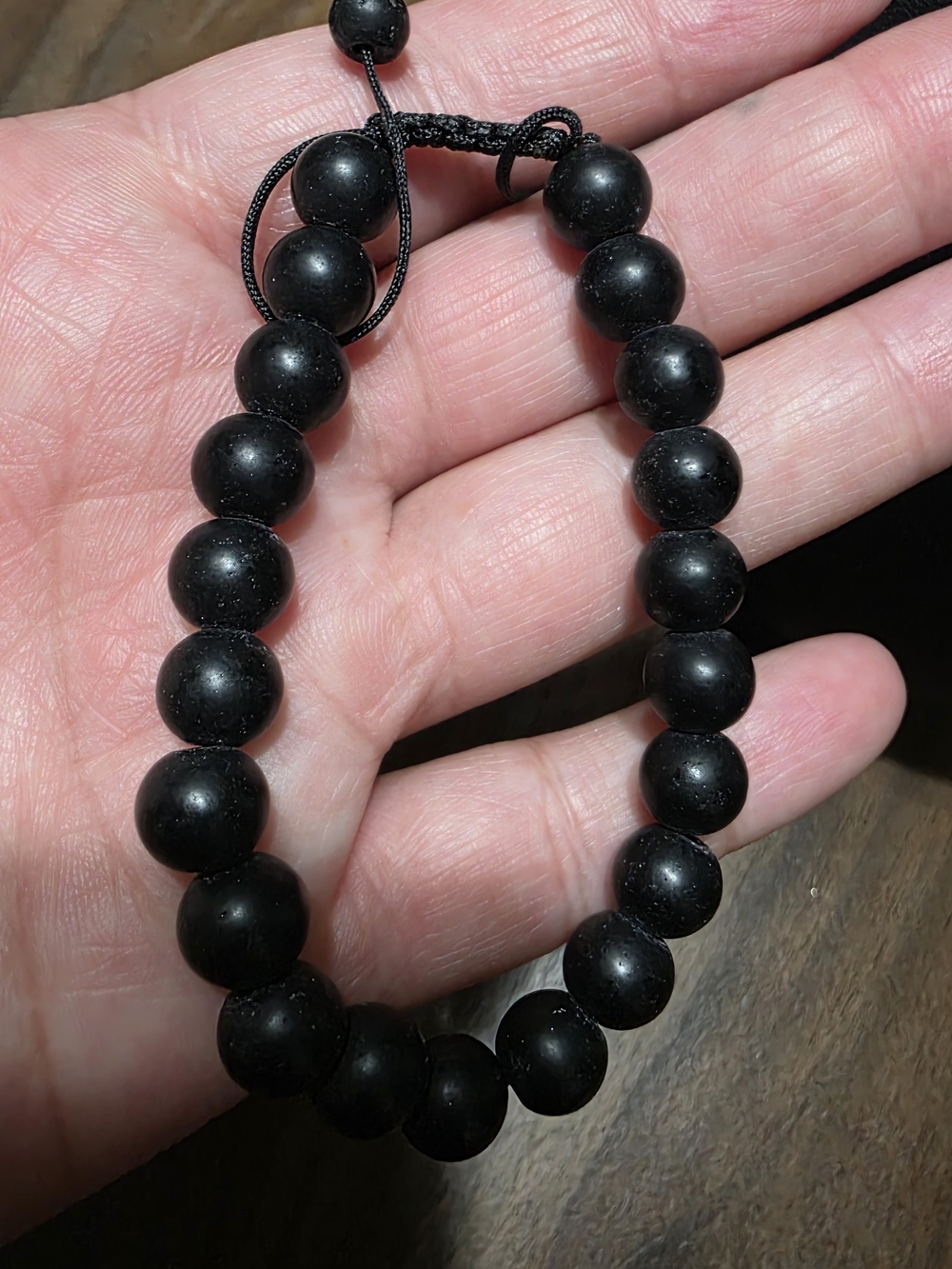 Black Beaded Men’s Bracelet - Minimalist Stretch Design